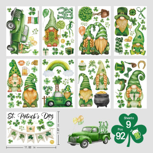 92 PCS St. Patrick's Day Window Clings, Double Sid...