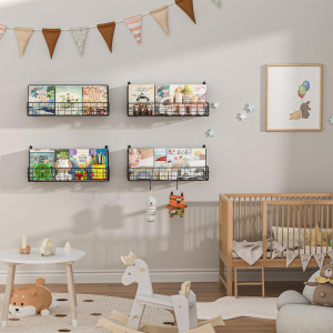 Wall Mounted Metal Kids Bookshelf, Floating Book S...