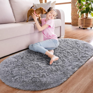 Noahas Ultra Soft Fluffy Bedroom Rugs,Shaggy Grey...