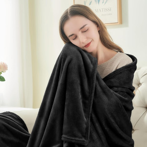 BEDELITE Fleece Blanket Black Throw Blankets for C...