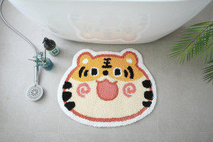 Cute Tiger Head Tufted Water Absorbent mat, Non Sl...