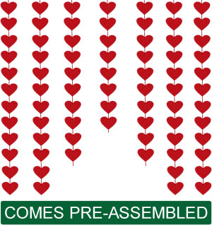 72 Red Hearts Felt Garland - NO DIY - Valentines D...