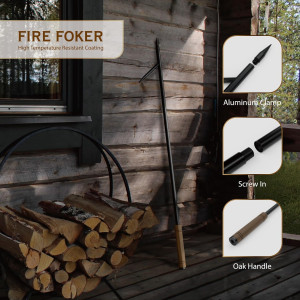 38 Inch Fire Poker with Blow Poke Function, Extra...