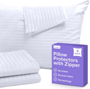 Set of 4 Pillow Protectors with Zipper Standard Si...