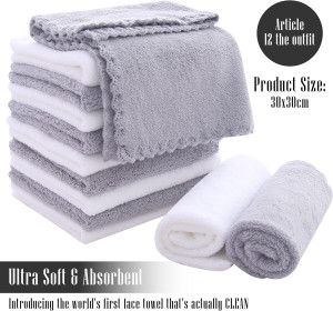 12 Pack Premium Washcloths Set - Quick Drying- Sof...