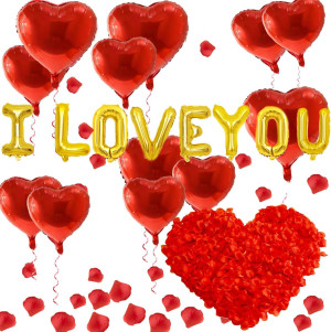 I Love You Balloons and Heart Balloons with 500 Pi...