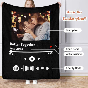 Personalized Spotify Code Music Blanket,Customized...