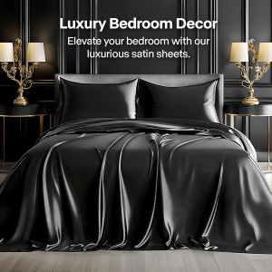 BEDELITE Satin Sheets Queen Size Bed Set, Luxury S...
