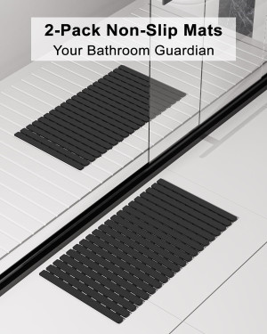 2 Pack Non Slip Shower Mat, Quick Drying Bathtub M...