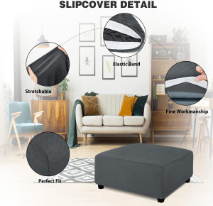 Ottoman Cover Square Large Ottoman Slipcover Stret...
