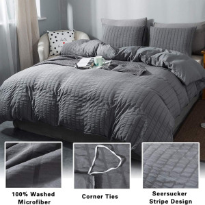 AveLom Seersucker Duvet Cover Set King Size (104 x...