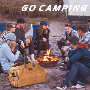 G GOOD GAIN Firewood Carrier Waxed Canvas with Lea...