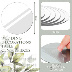 Weysat 12 Pcs Acrylic Round Mirrors Candle Plate S...