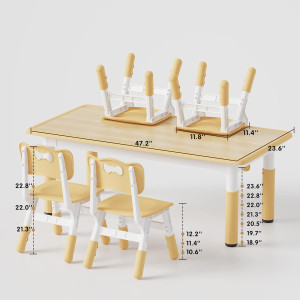 Brelley Kids Table and 4 Chairs Set, Height Adjust...