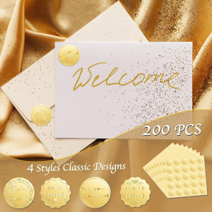 200PCS You're Invited Round Embossed Foil Seals St...