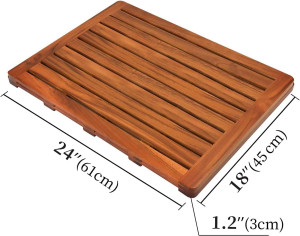 Utoplike (24"x18") Teak Wood Bath Mat, Shower Mat...