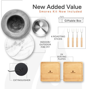 Roundfire Tabletop Fire Pit (1 Pack - with Smores...