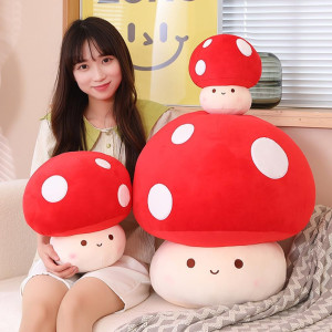 Cute Mushroom Plush Toy 3D Soft Red Mushroom Plush...