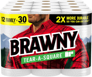 Brawny Tear-A-Square Paper Towels, 12 Family Rolls...
