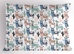 Ambesonne Llama Pillow Sham, Children Cartoon Styl...