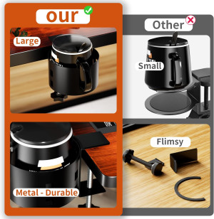 Upgraded Large Desk Cup Holder Clamp, OOKUU Anti-S...