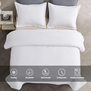 Maple&Stone White Quilt Set Queen Size, Lightweigh...
