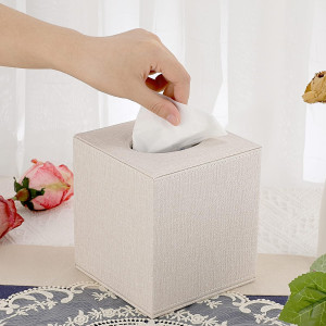 Sumnacon Square Linen Tissue Box Cover - Stylish C...