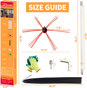 Bluesea 30 Feet Chimney Sweep Kit, Ergonomic Chimn...