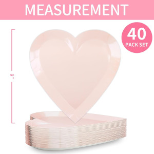 DYLIVeS Pink Heart Shaped Dessert Plates, 9'' Disp...