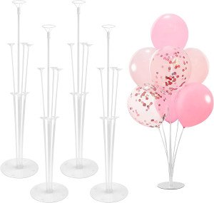 4 Sets Balloon Stand Kit Balloon Sticks With Base...
