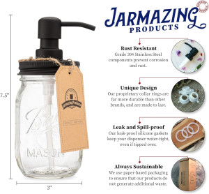 Jarmazing Products Mason Jar Soap Dispenser - Blac...