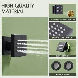 Shower Body Spray Jets, Black Brass Square Shower...