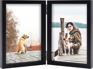 4x6 Double Picture Frame Wooden Hinged Photo Frame...