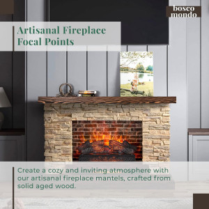 BoscoMondo 60 Inch Fireplace Mantel - Solid Rustic...