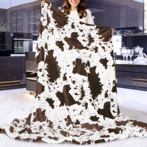 Cute Cow Print Blanket Soft Warm Plush Throw Blank...