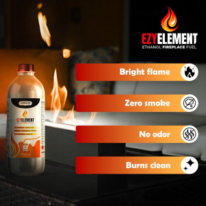 Bioethanol Fireplace Fuel 3 x 1 Liter - Clean Burn...