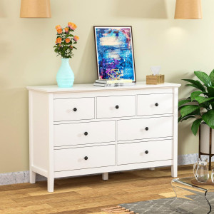 CARPETNAL White Modern Dresser for Bedroom, 7 Draw...