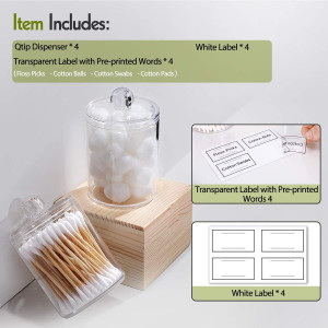 4 PACK Qtip Holder Dispenser for Cotton Ball, Cott...