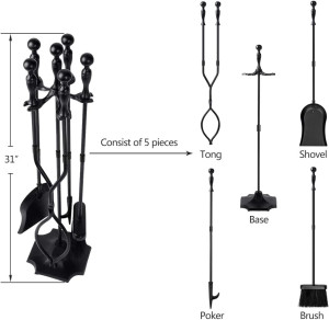 AMAGABELI GARDEN & HOME 5 Pcs Fireplace Tools Sets...