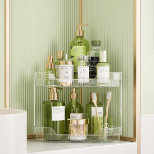 2-Tier Corner Bathroom Counter Organizer, Diamond-...