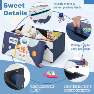 Costzon Kids Toy Storage Bench, Upholstered Toy Or...