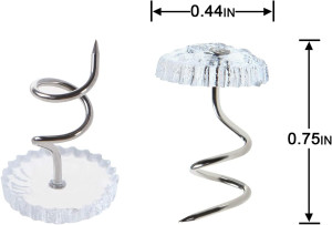 Bedskirt Pins,Spiral Push Pins,Clear Heads Twist P...