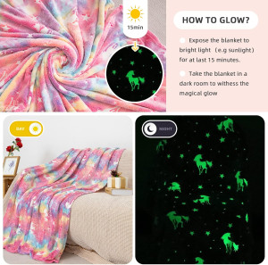 Glow in The Dark Blanket Unicorns Gifts for Girls,...