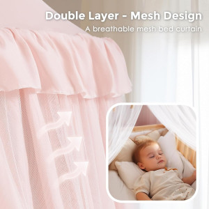 little dove Large Bed Canopy with Star Lights, Dou...