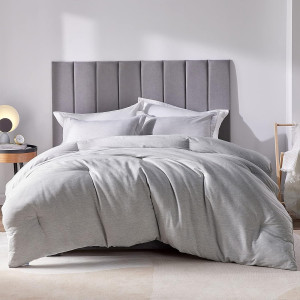 CozyLux Queen Size Comforter Set - 3 Pieces Grey S...