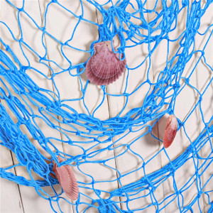 Nature Fish Net Wall Decoration with Shells, Ocean...