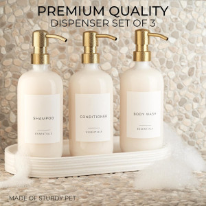 Stylish Shampoo and Conditioner Dispenser Set of 3...