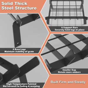 17 Inch Heavy Duty Fireplace Grate, Small Fire Woo...