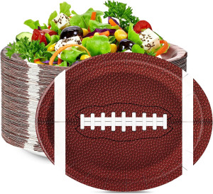 50pcs Large Football Food Plates, 12.5 x 10 inch F...