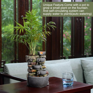 Indoor Fountain 4-Bowl Rockery Soothing Sound Tabl...